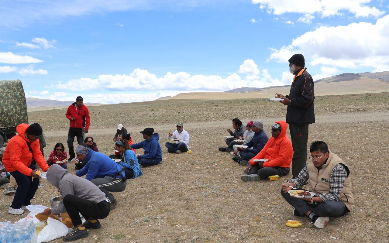 Group enjoying delicious meal during Kailash Kora made by our team